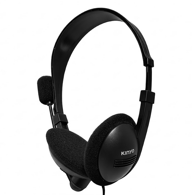 Kinyo Wired 耳罩式 耳機 麥克風 3.5mm接頭 音量控制 黑色 EM-2103