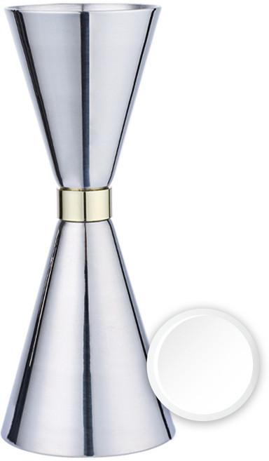 칼딘 더블 사이드 홈텐딩 칵테일 지거 30/45ml + 버블 클리너 세트, 1세트, 실버 골드링