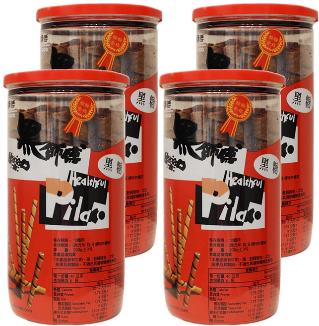 Healthful 黑師傅 捲心酥 黑糖, 200g, 4罐