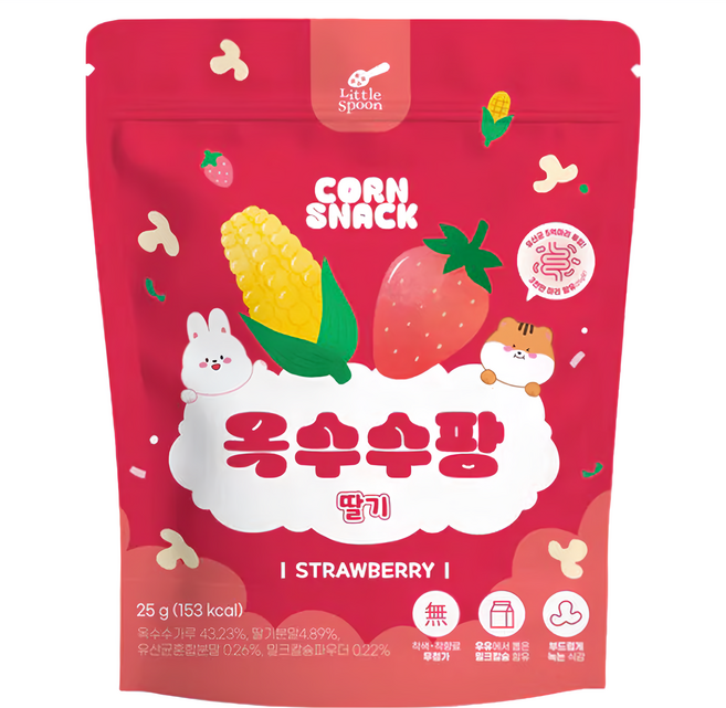 Little Spoon 益生菌爆米香 10個月以上, 草莓玉米, 25g, 1包