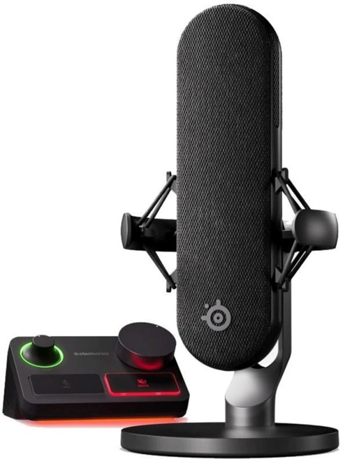 SteelSeries 賽睿 Alias Pro 專業遊戲麥克風 附帶混音器 心形指向性收音 適用於直播與錄音, 61596, 黑色