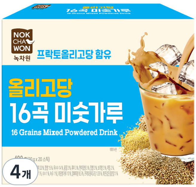 녹차원 올리고당넣은 16곡 미숫곡물차, 20g, 20개입, 4개