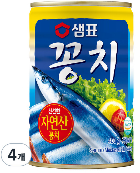 샘표 꽁치 통조림, 400g, 4개