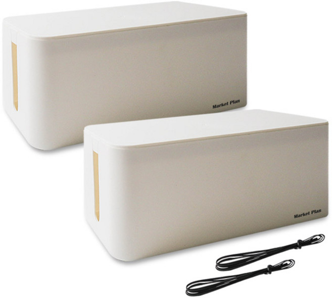 마켓플랜 심플 멀티탭 정리함, 2개, 화이트