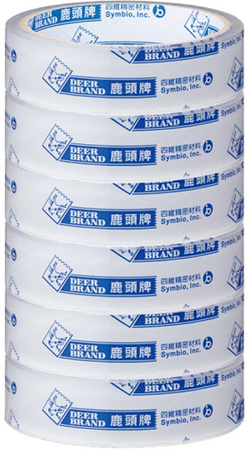 DEER BRAND 鹿頭牌 極亮透OPP超透明膠帶 24mm x 40Y 6捲, 透明, 1組
