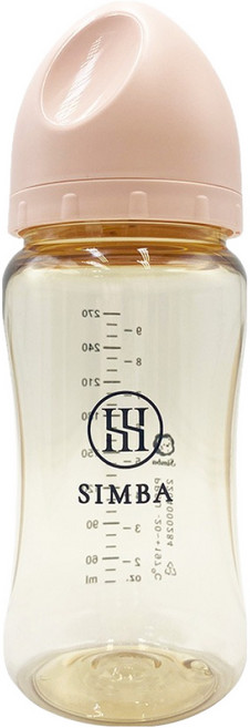 Simba 小獅王辛巴 新生適用 蘊蜜鉑金PPSU寬口防脹氣奶瓶, 栗粉, 270ml, 1瓶