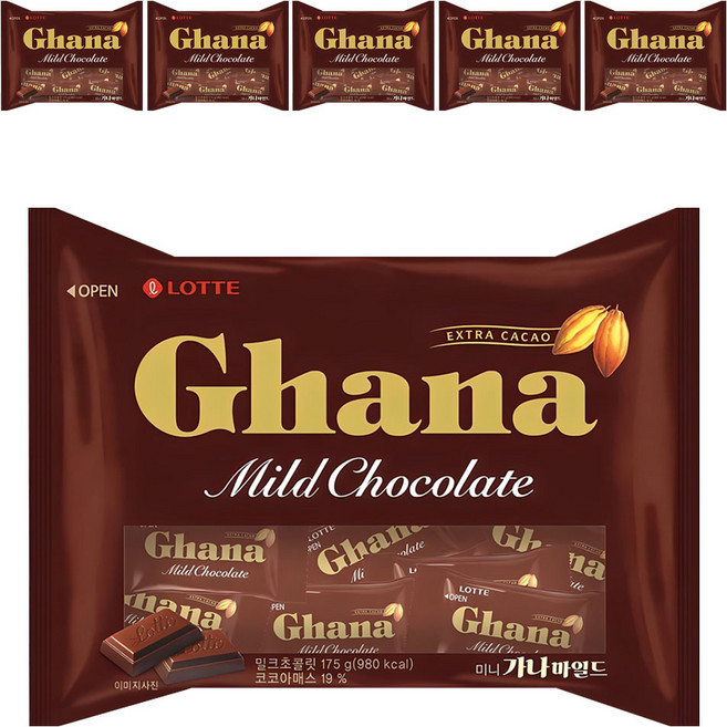 가나 마일드 초콜릿 미니, 175g, 6개