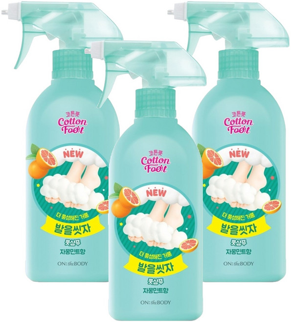 온더바디 발을 씻자 코튼 풋샴푸 자몽민트향, 1개입, 3개, 510ml
