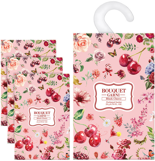 부케가르니 퍼퓸드 샤쉐 옷장방향제 본품, 20g, 4개, 블랙체리