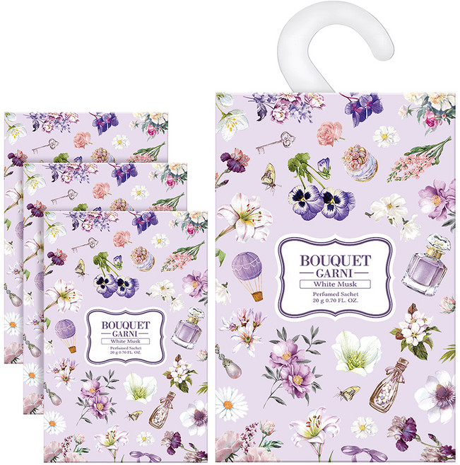 부케가르니 퍼퓸드 샤쉐 본품, 20g, 4개, 화이트머스크