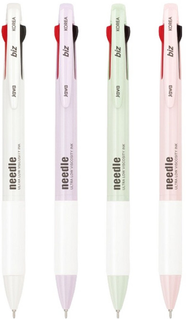 자바펜 N 제트 3볼 니들팁 볼펜 4종 세트 0.7mm, 라벤더, 그레이, 그린, 핑크, 1세트