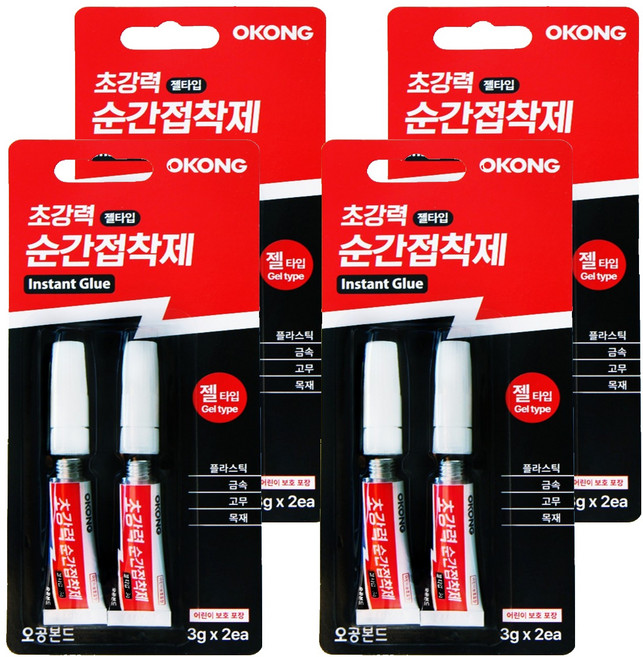 오공 초강력 순간접착제 젤타입 3g x 2p, 4개