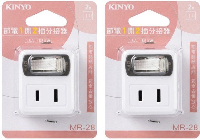 Kinyo 壁插 2孔, 38mm, 白色, 2個