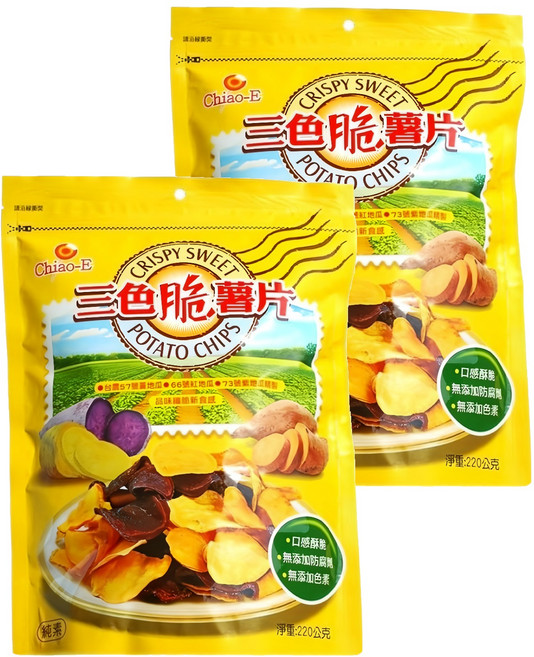 Chiao-E 巧益 三色脆薯片, 220g, 2包