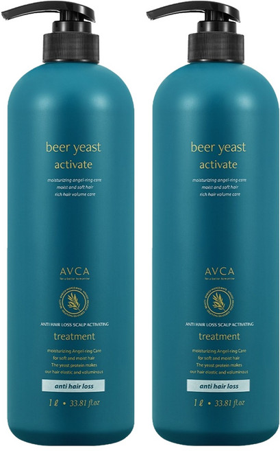 아브카 맥주효모 두피케어 탈모증상완화 트리트먼트, 1L, 2개