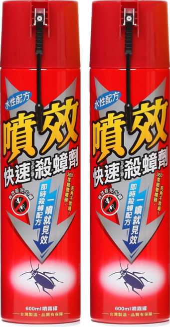 噴效 快速殺蟑劑, 600ml, 2瓶