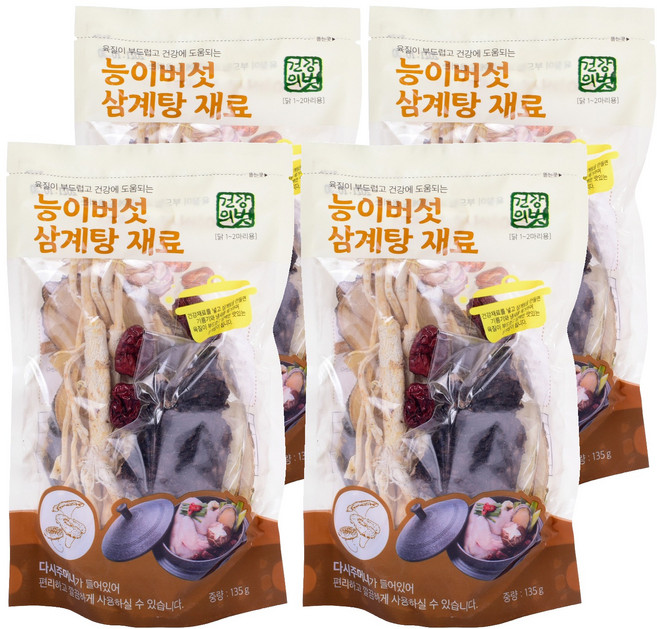 건강의벗 능이버섯 삼계탕 재료, 135g, 4개