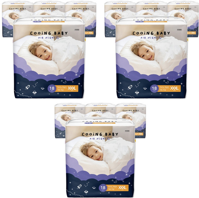 Cooing 쿠잉 에어나이트 풀잠 팬티 키즈, 점보형 이상(3XL), 216매