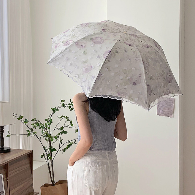 깨비다 레이스 자수 플라워 장미 자외선차단 우양산