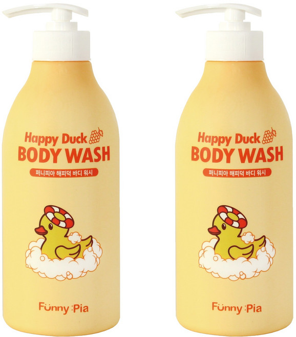 Funny Pia Happy Duck兒童日常保濕沐浴乳 葡萄香, 2瓶, 500ml