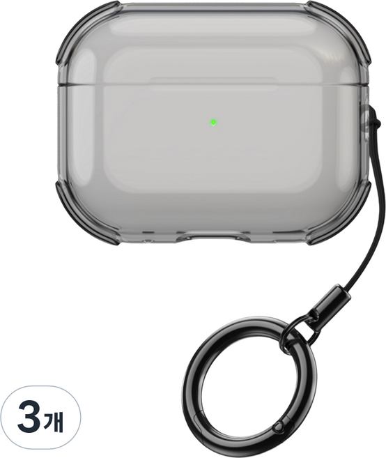 Myban 防丟透明TPU耳機保護殼, 透明黑, 3個, AirPods Pro 3