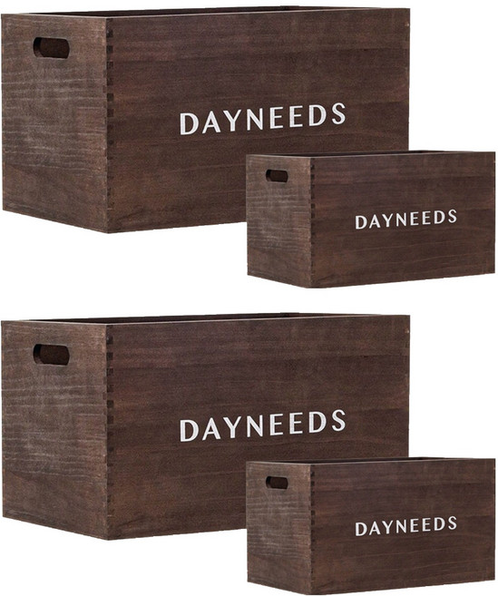 dayneeds 日需百備 專屬木製收納箱2個, 1層, 胡桃木色