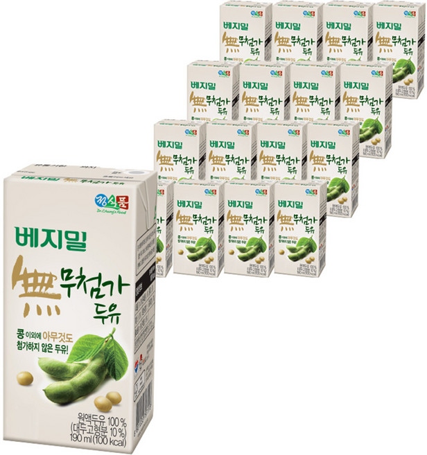 베지밀 무첨가 두유, 190ml, 16개