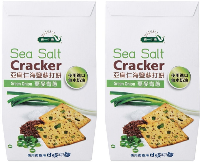統一生機 亞麻仁海鹽蘇打餅 蕎麥青蔥 8包, 168g, 2袋