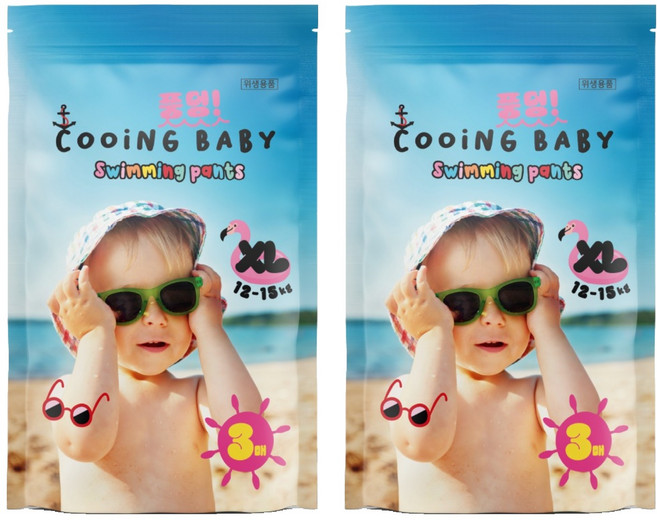 Cooing 쿠잉 풍덩 수영장 팬티 아동공용, 특대형(XL), 6매