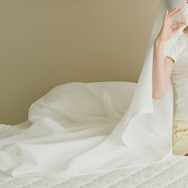 아망떼 포휴즈 시어서커 리플 여름 홑이불, 화이트