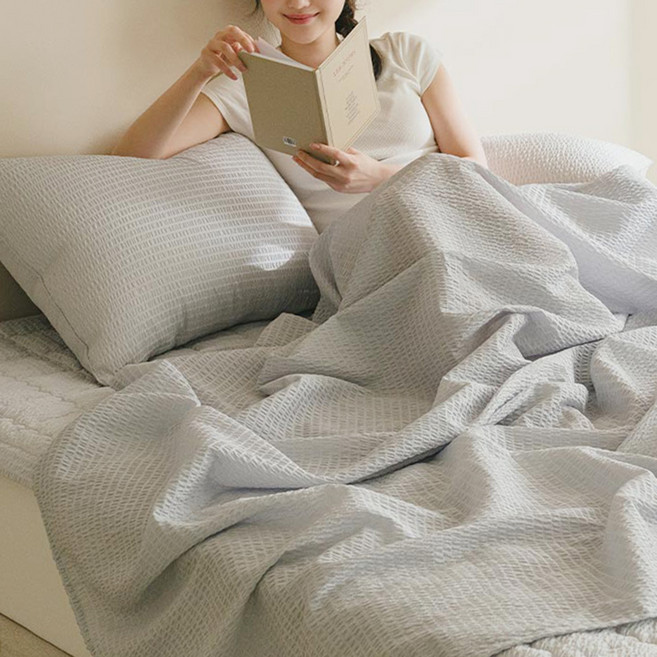 아망떼 포휴즈 시어서커 리플 여름 홑이불, 그레이