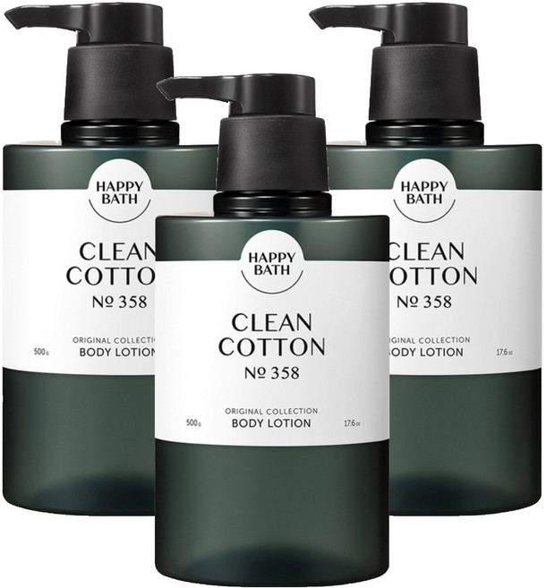 해피바스 오리지널컬렉션 바디로션 클린코튼향, 500g, 3개