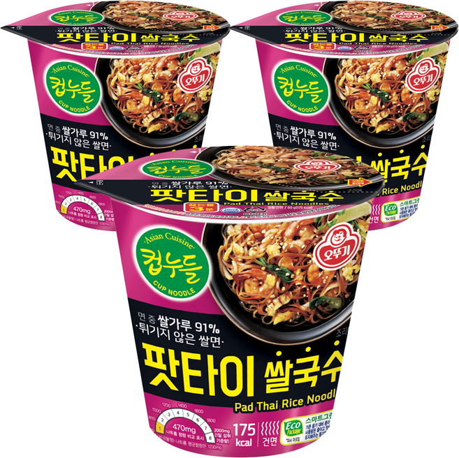 오뚜기 컵누들 팟타이 쌀국수, 50g, 3개