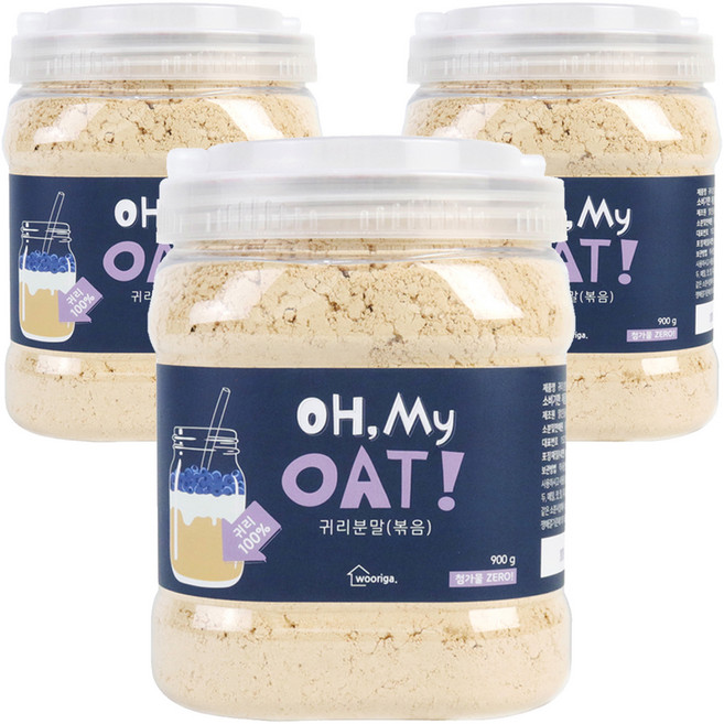 우리가스토리 오 마이 오트 볶은귀리분말, 900g, 3개