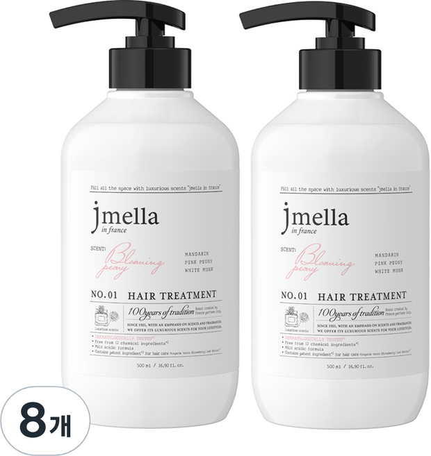 제이멜라 인 프랑스 블루밍 피오니 헤어 트리트먼트 러블리 플로럴향, 8개, 500ml