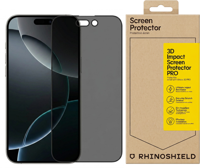 RHINOSHIELD 犀牛盾 壯撞貼 PRO 手機 3D全滿版 螢幕保護貼 iPhone 16 Pro Max/iPhone 17 Pro Max 防窺 耐指紋 黑框 1個 無保固