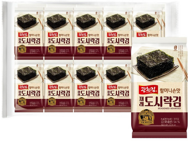 광천김 할머니 손맛 재래 도시락김 4g 20봉, 6세트