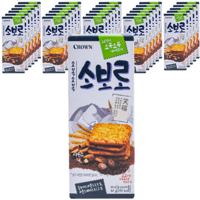 크라운 소복소복 소보로 과자, 60g, 30개