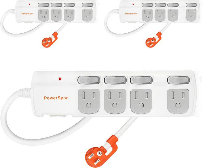 PowerSync 群加 5開4插防塵防雷擊抗搖擺延長線 TPS354DN9018, 1.8m, 3個, 白色