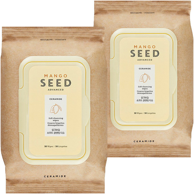 더페이스샵 망고씨드 실크보습 소프트 클렌징 티슈, 50매입, 2개