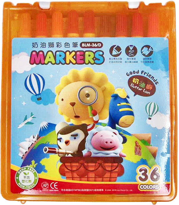 SIMBALION 雄獅 奶油獅探索繽紛彩色筆 外盒顏色隨機, 36色, 1盒