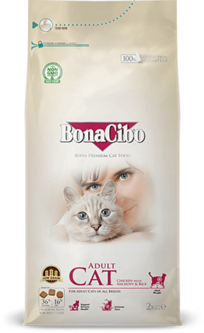보나시보 어덜트 고양이 건식 사료, 1개, 2kg, 닭