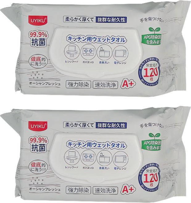UYIKU 蘿林嚴選 廚房去油去汙濕巾120抽 700g, 2包
