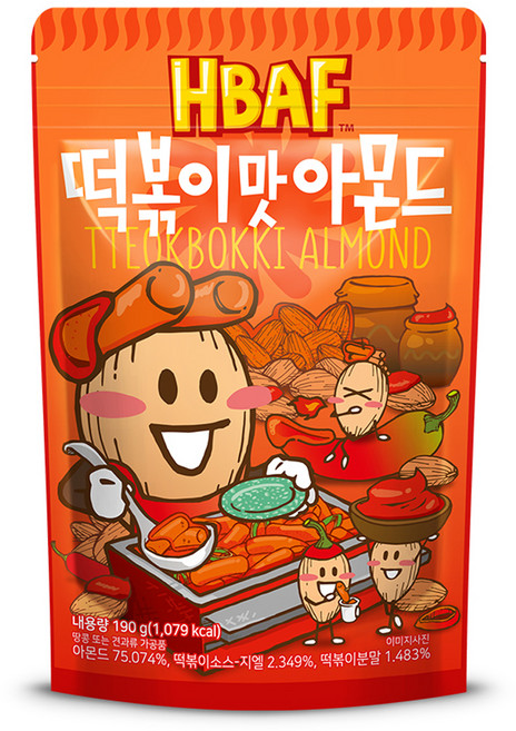 바프 떡볶이맛 아몬드, 190g, 1개