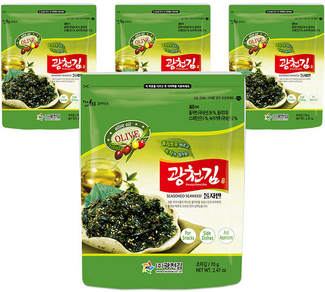 광천김 올리브 광천 돌자반 볶음, 70g, 4개