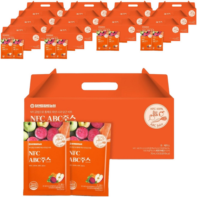 참앤들황토농원 NFC 착즙 ABC주스, 70ml, 450개