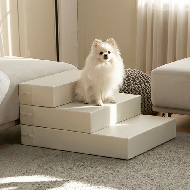 도그라피 멀티폴딩 3단 펫스텝, 라이트그레이, 1세트