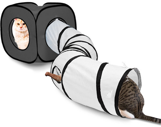 딩동펫 고양이 큐브 터널 하우스, 그레이, 1개