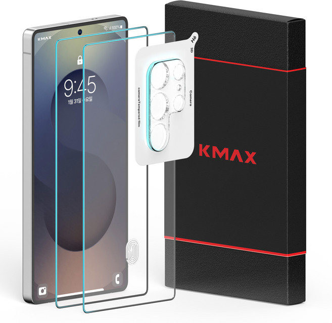 케이맥스 전면 강화유리 필름 2p + 카메라 필름 세트, 1세트
