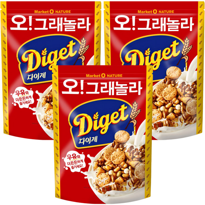 마켓오네이처 오 그래놀라 다이제 시리얼, 250g, 3개